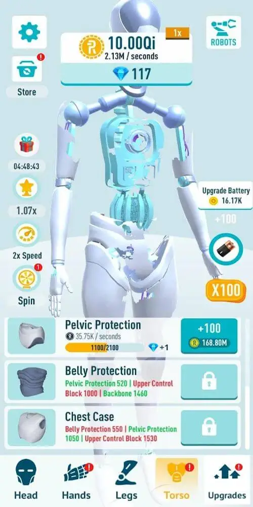 Screenshot of the Idle Robots app