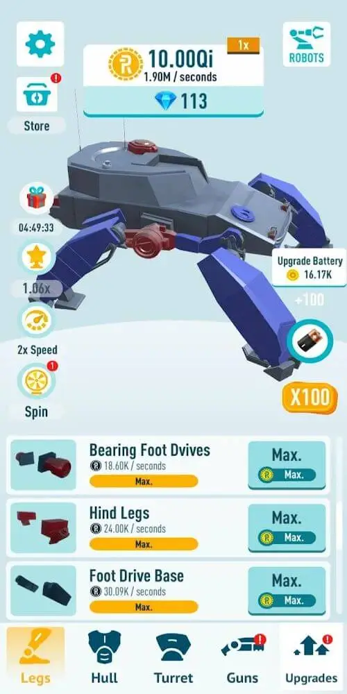 Screenshot of the Idle Robots app