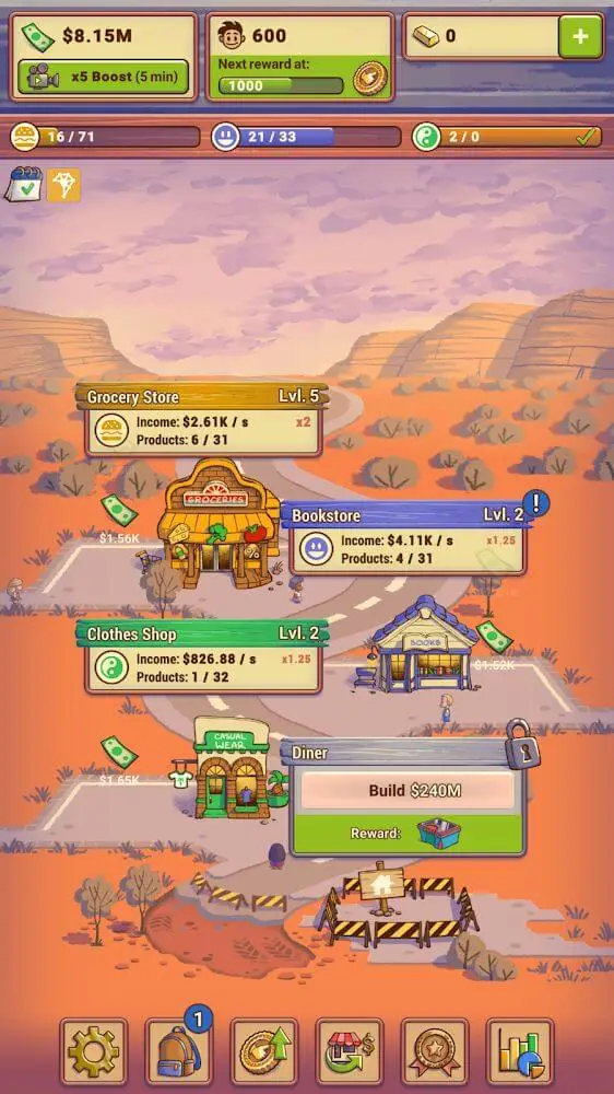 Screenshot of the Idle Shop Manager app