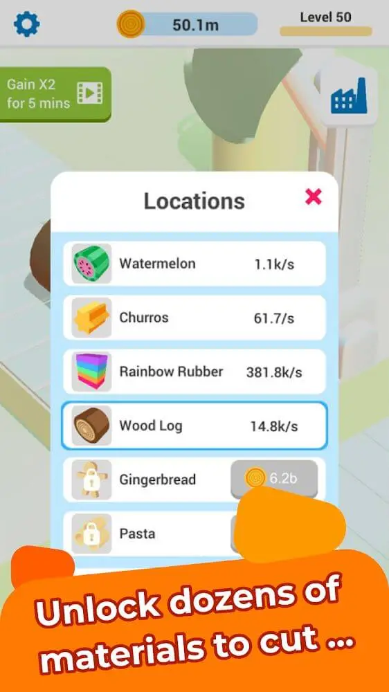 Screenshot of the Idle Slice and Dice app