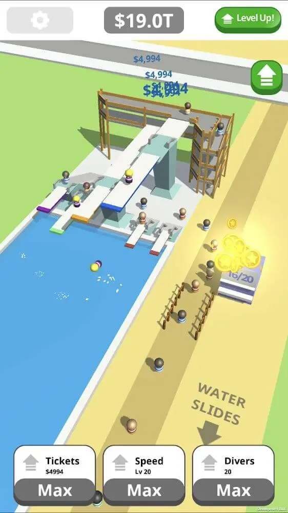 Screenshot of the Idle Tap Splash Park app