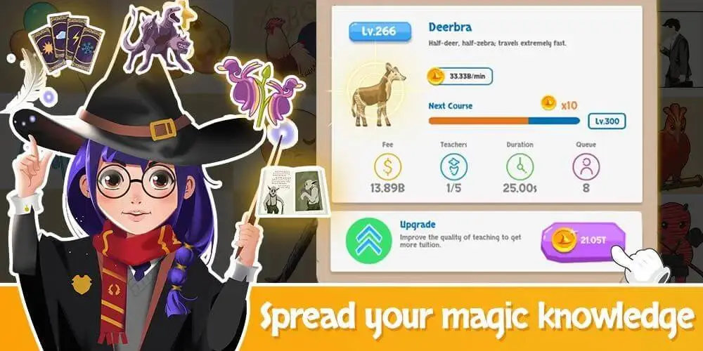 Screenshot of the Idle Wizard School game