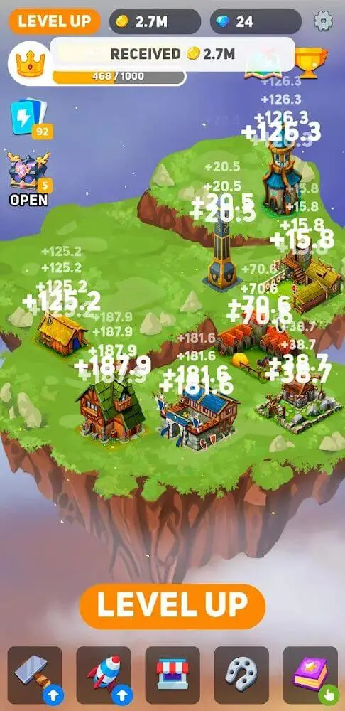 Screenshot of the Idleville: Idle Tycoon game