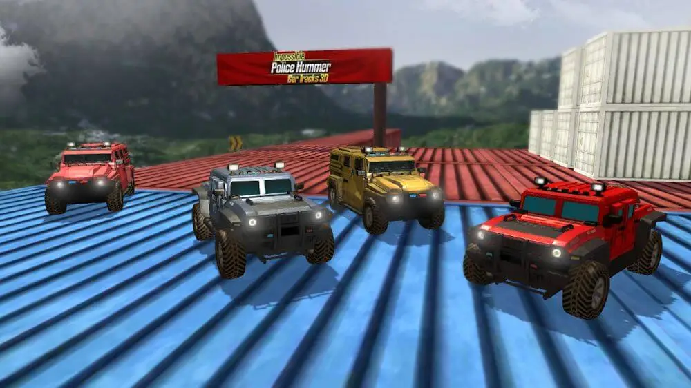 Screenshot of the Impossible Police Hummer Car Tracks 3D game