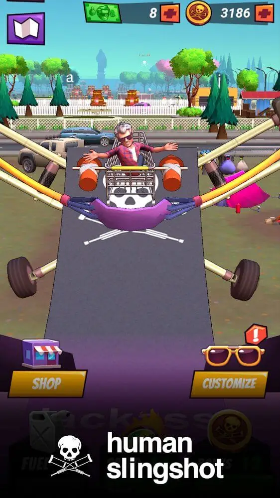 Screenshot of the Jackass Human Slingshot app