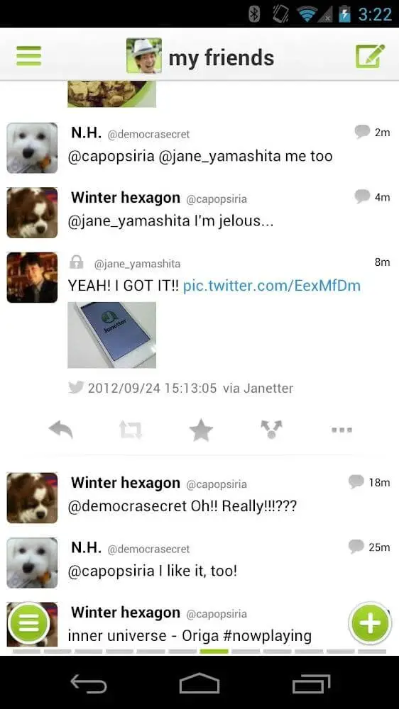 Screenshot of the Janetter Pro for Twitter app
