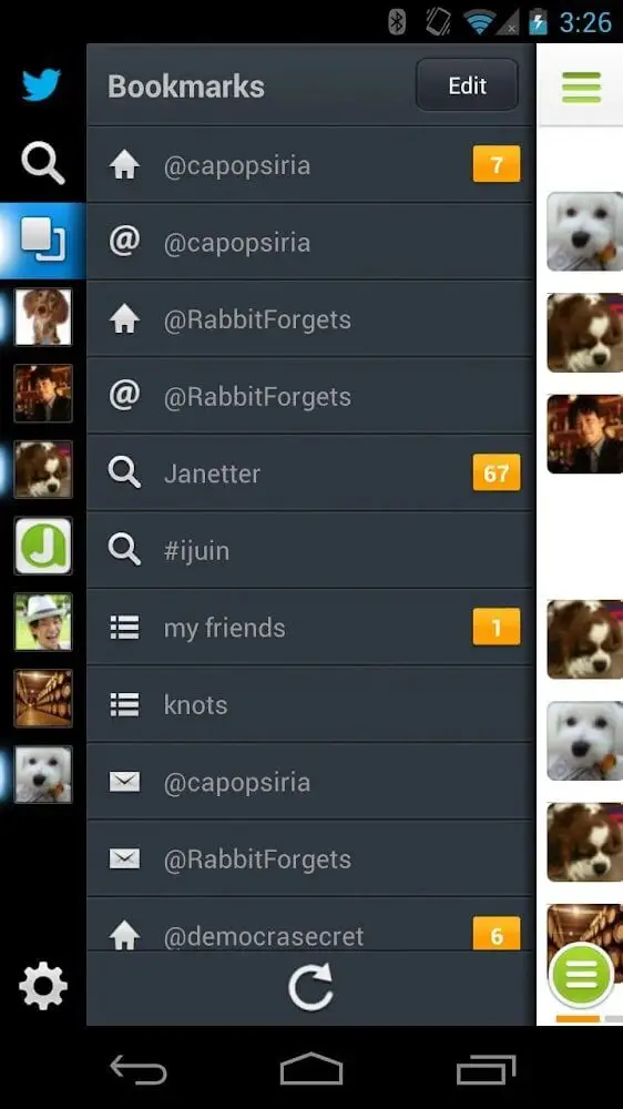 Screenshot of the Janetter Pro for Twitter app