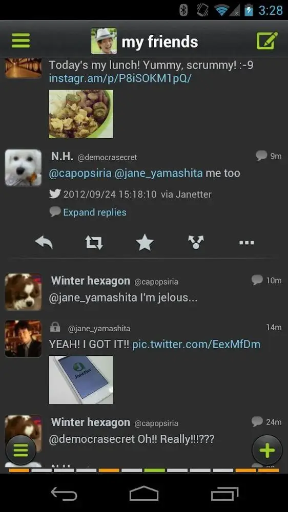 Screenshot of the Janetter Pro for Twitter app