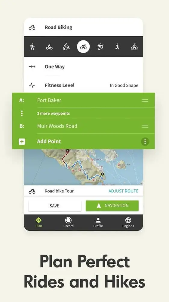 Screenshot of the Komoot app