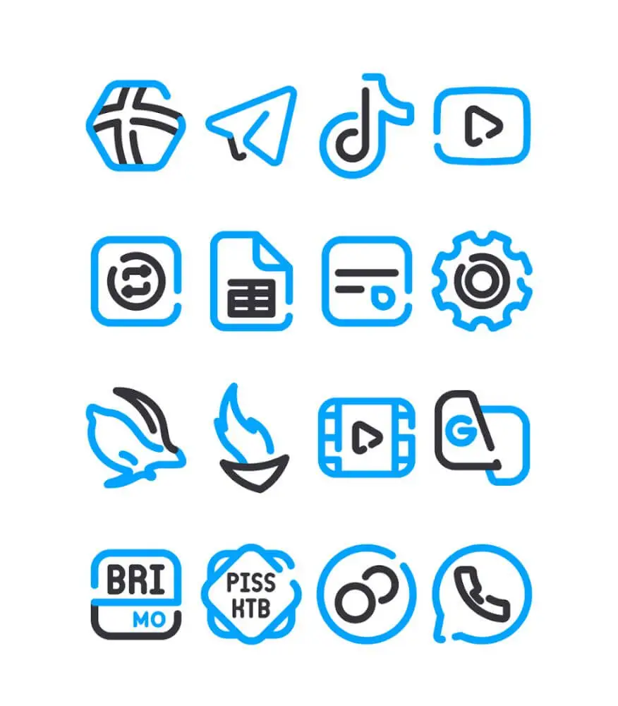 Screenshot of the Lineblack – Blue icon Pack app