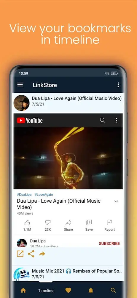 Screenshot of the LinkStore app