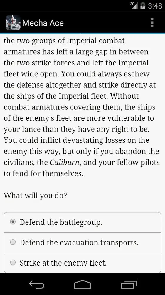 Screenshot of the Mecha Ace app