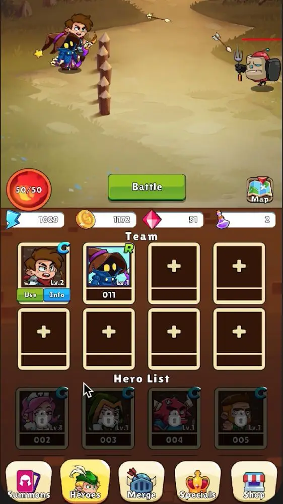 Screenshot of the Merge Battle app