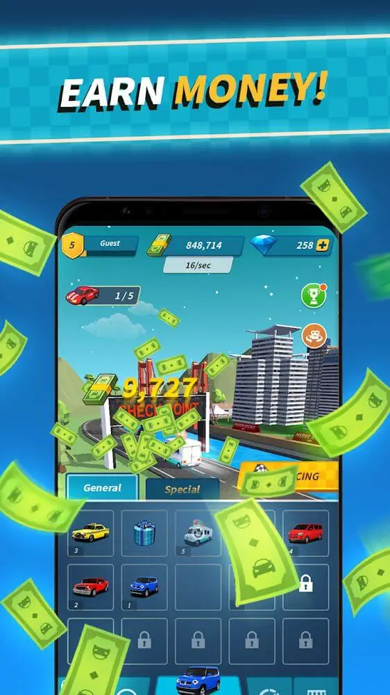 Screenshot of the Merge Racing 2022 app