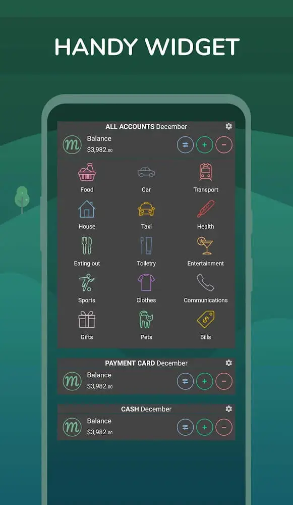 Screenshot of the Monefy Pro app