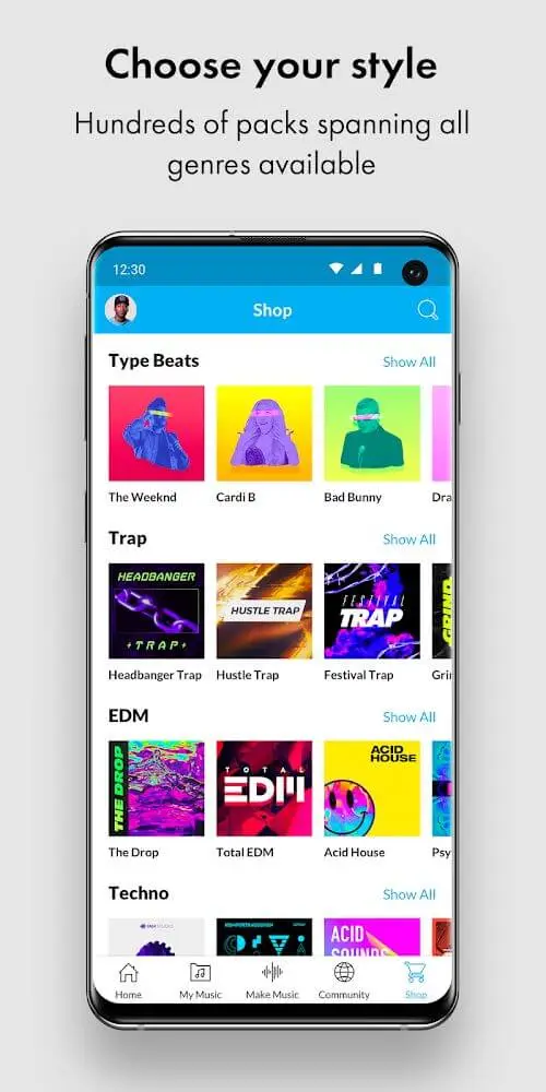 Screenshot of the Music Maker JAM app