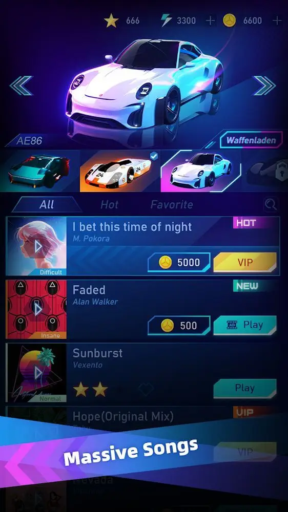 Screenshot of the Music Racing GT app