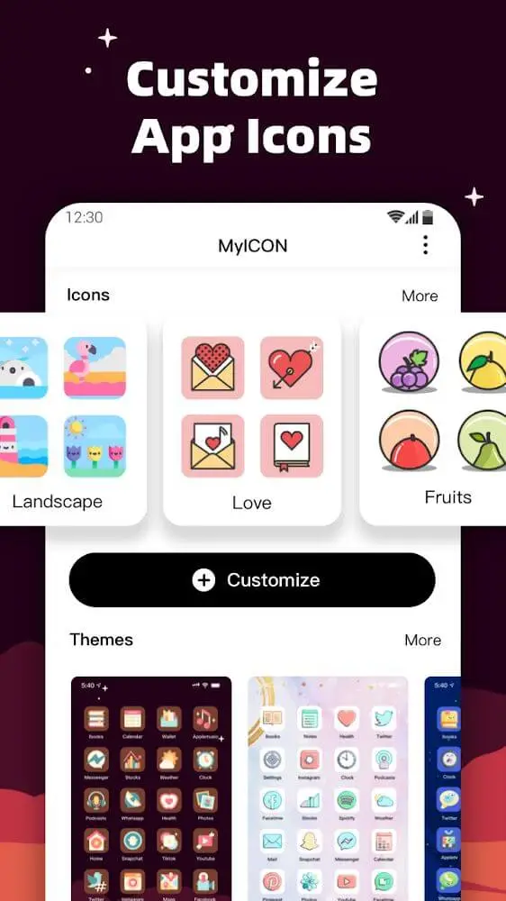 Screenshot of the MyICON app