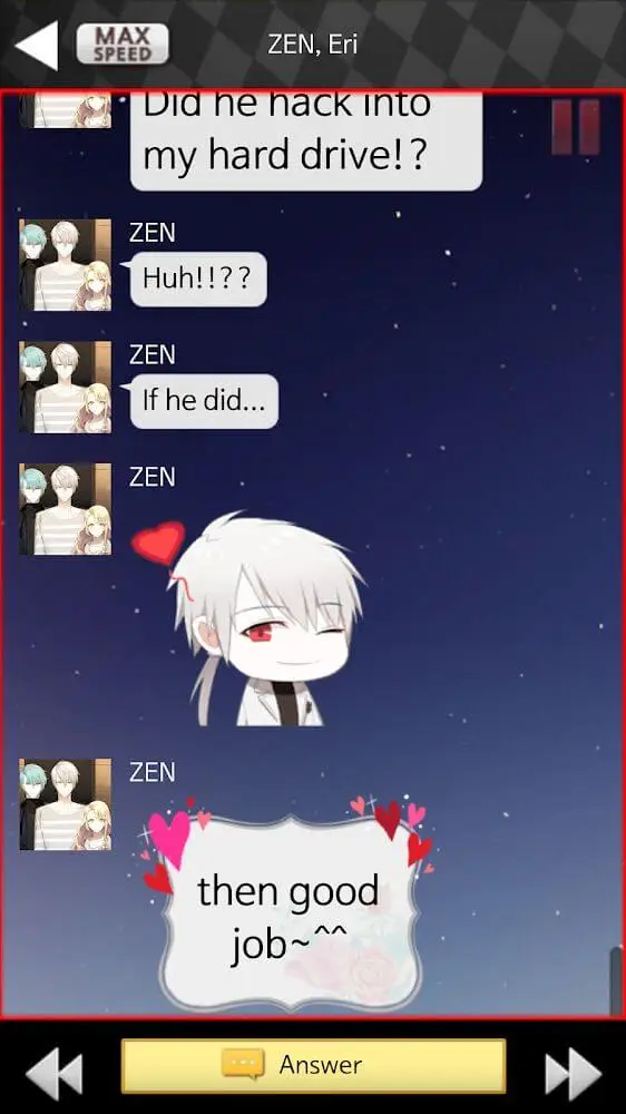 Screenshot of the Mystic Messenger game