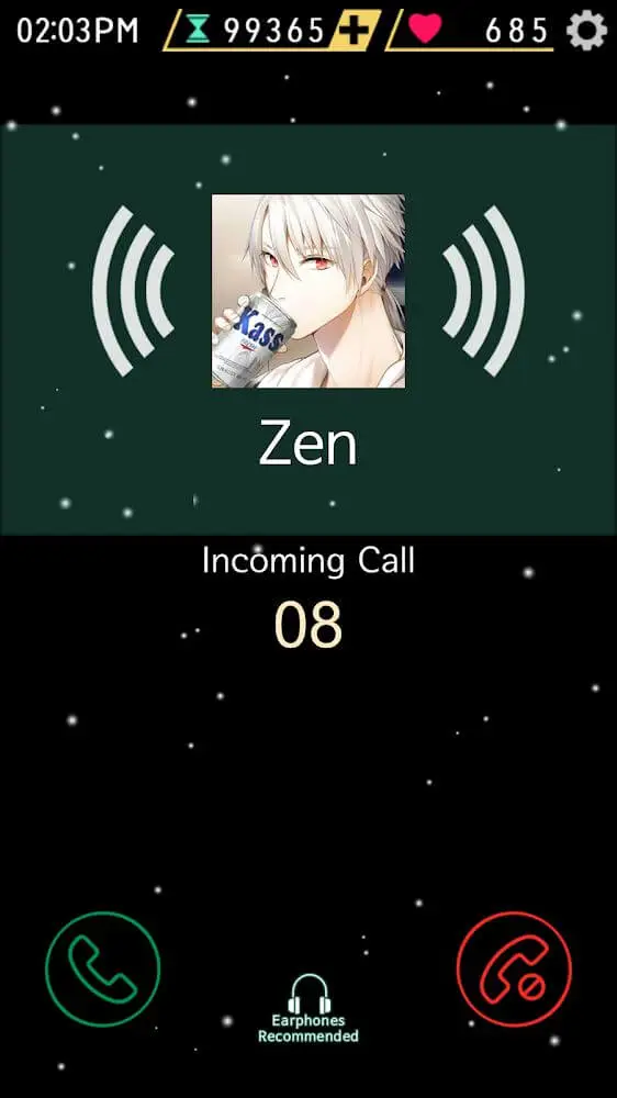 Screenshot of the Mystic Messenger game