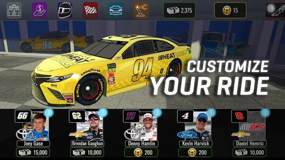 Screenshot of the NASCAR Heat Mobile game