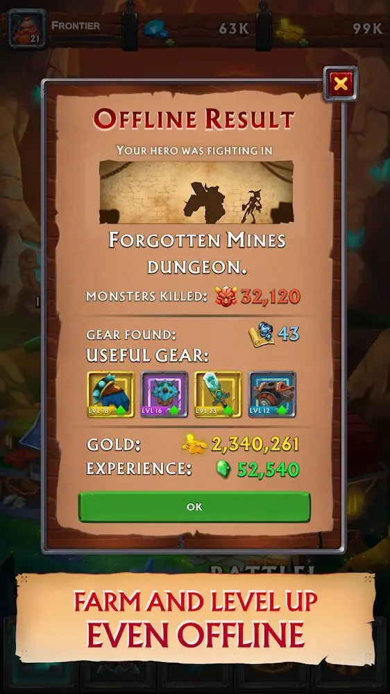 Screenshot of the Never Ending Dungeon app