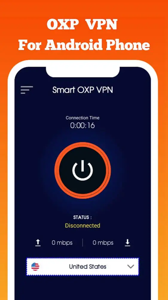 Screenshot of the OXP VPN app