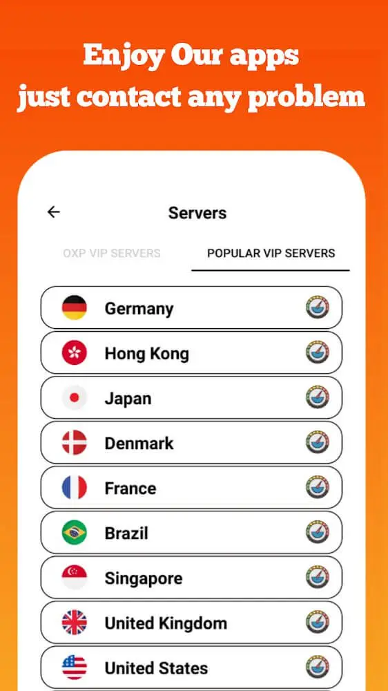 Screenshot of the OXP VPN app