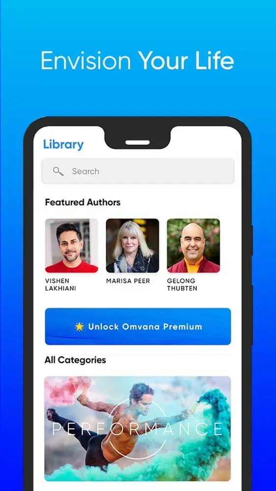 Screenshot of the Omvana app