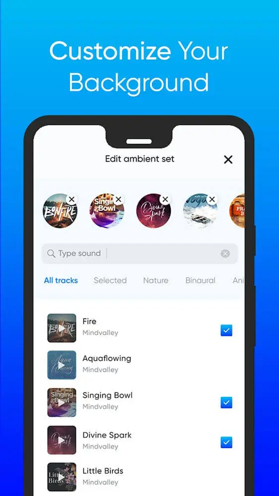 Screenshot of the Omvana app