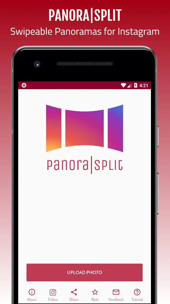 Screenshot of the PanoraSplit app