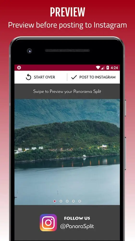 Screenshot of the PanoraSplit app
