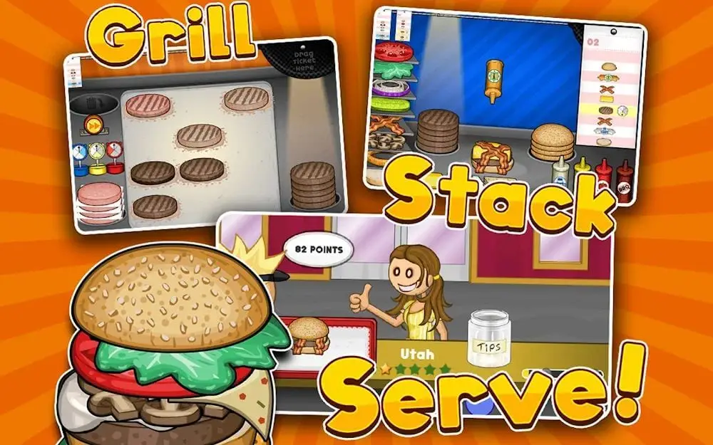 Screenshot of the Papa's Burgeria game