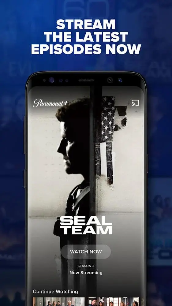Screenshot of the Paramount+ app