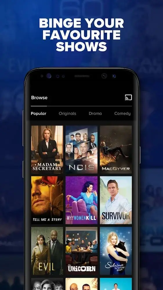 Screenshot of the Paramount+ app