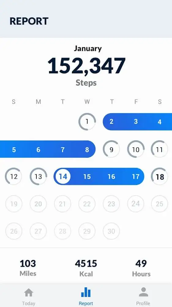 Screenshot of the Pedometer app