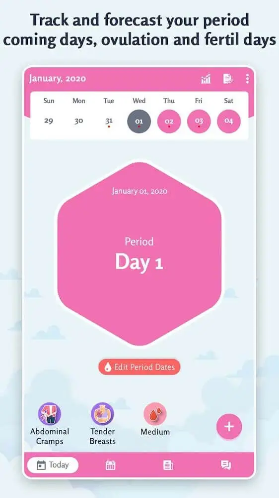 Screenshot of the Period Tracker app