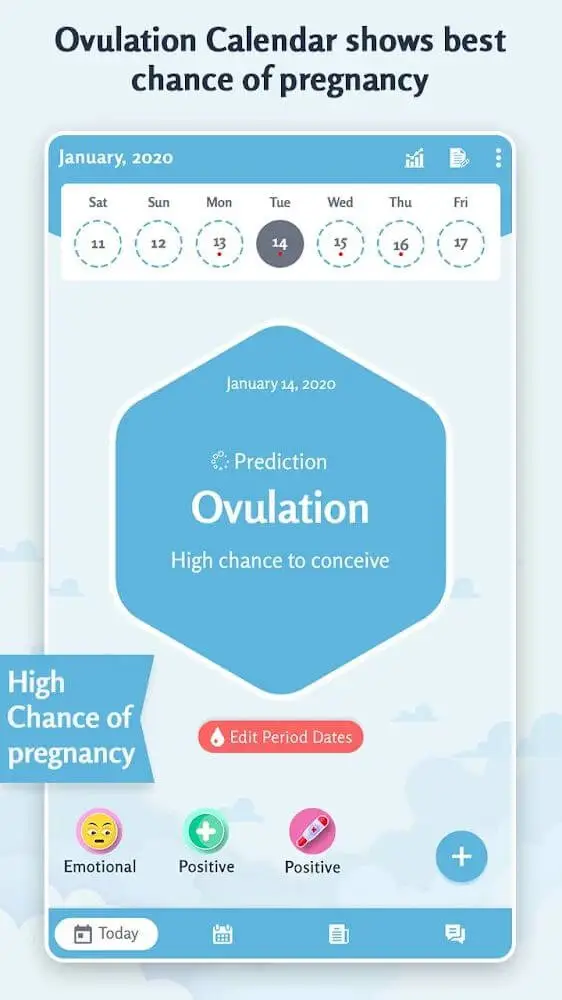 Screenshot of the Period Tracker app