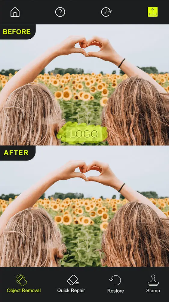 Screenshot of the Photo Retouch app