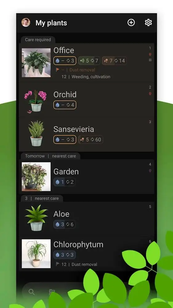 Screenshot of the Plant Care Reminder app