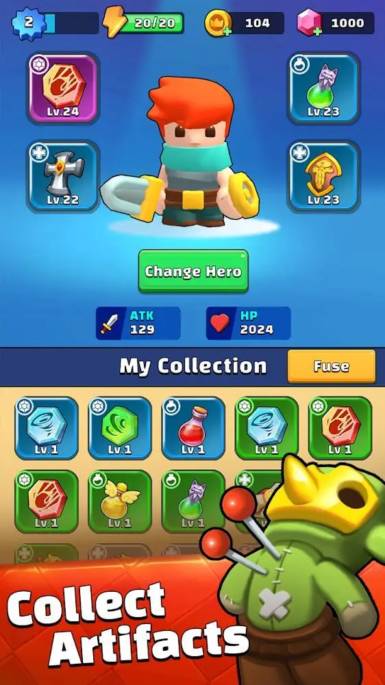 Screenshot of the Pocket Quest: Merge RPG app