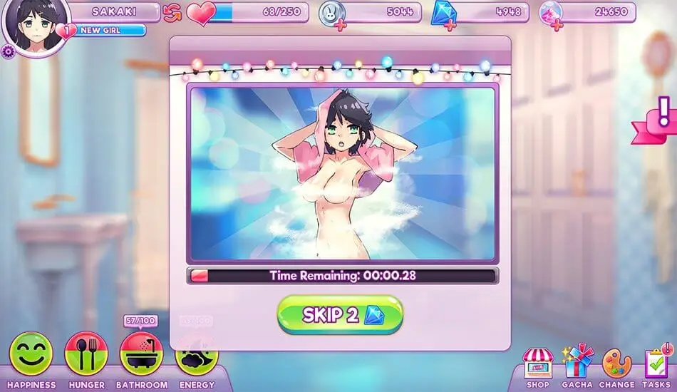 Screenshot of the Pocket Waifu game