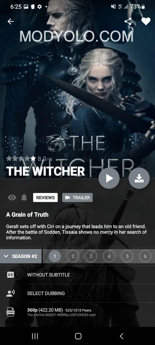 Screenshot of the Popcorn Time app
