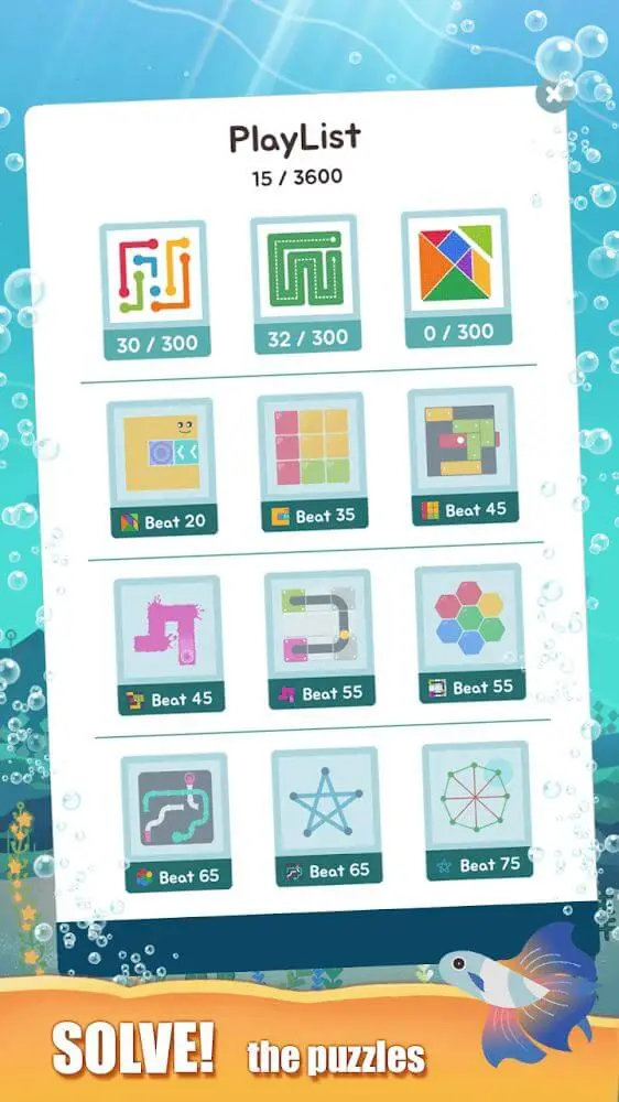 Screenshot of the Puzzle Aquarium app