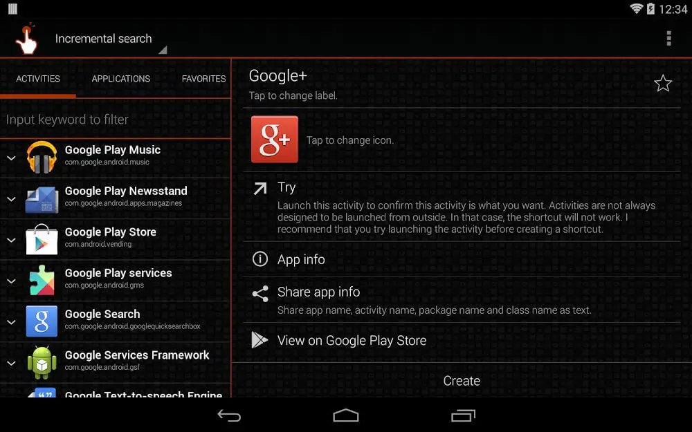 Screenshot of the QuickShortcutMaker app