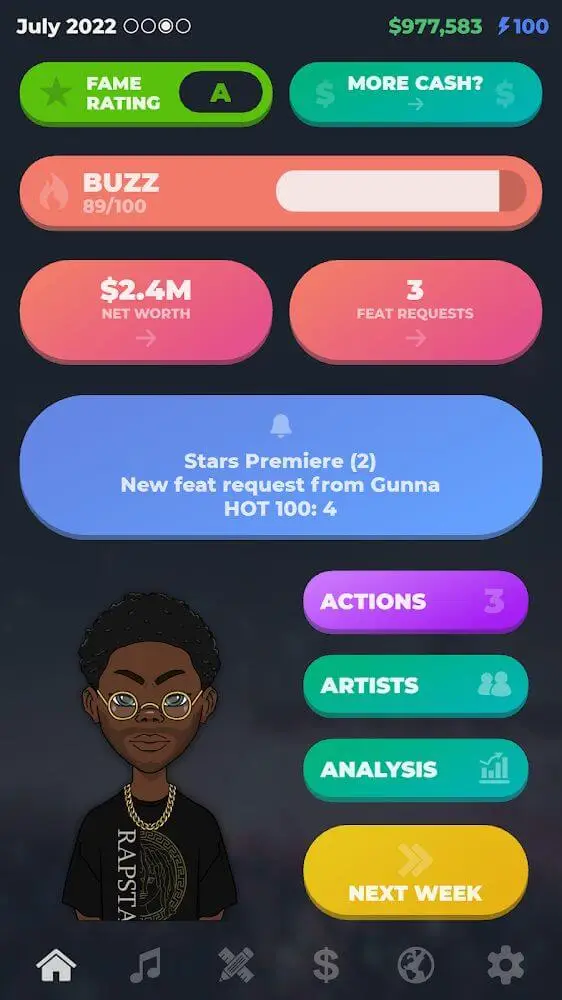 Screenshot of the RAPSTAR - Rapper Simulator app