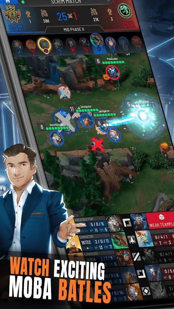 Screenshot of the RIVALS Esports MOBA Manager app