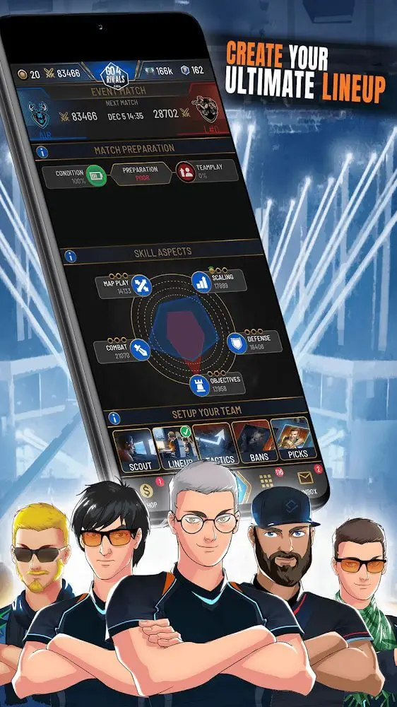 Screenshot of the RIVALS Esports MOBA Manager app