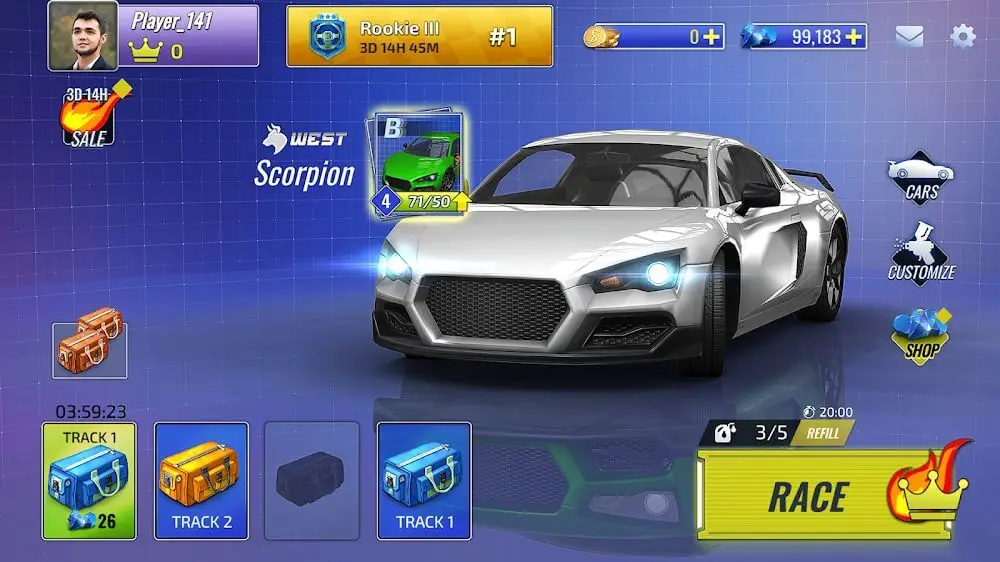 Screenshot of the Racing Clash game