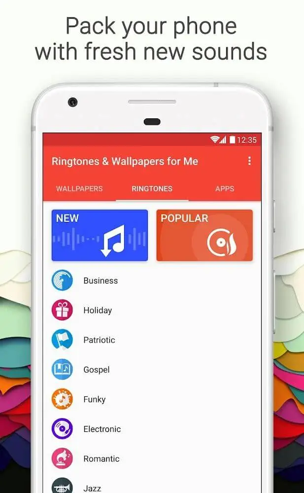 Screenshot of the Ringtones & Wallpapers for Me app